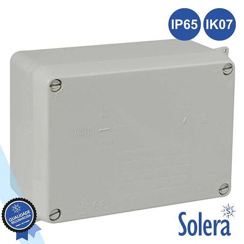CAIXA DE PASSAGEM ESTANQUE 153x110x65MM IP65 IK07 SOLERA