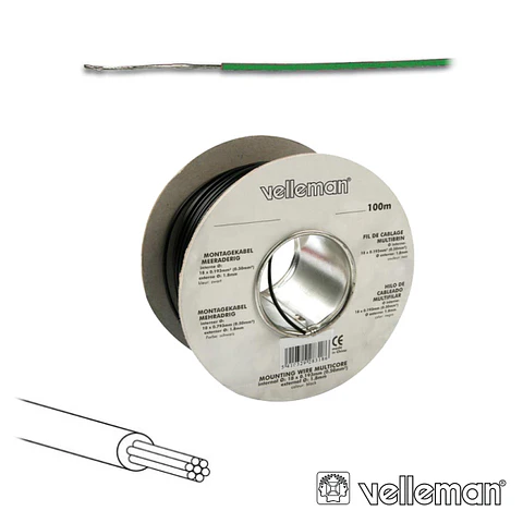 CABO MULTIFILAR VERDE 0.20MM ROLO 100M VELLEMAN