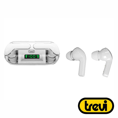 Auriculares Earbuds Bluetooth 5.3 Branco C/ LCD TREVI