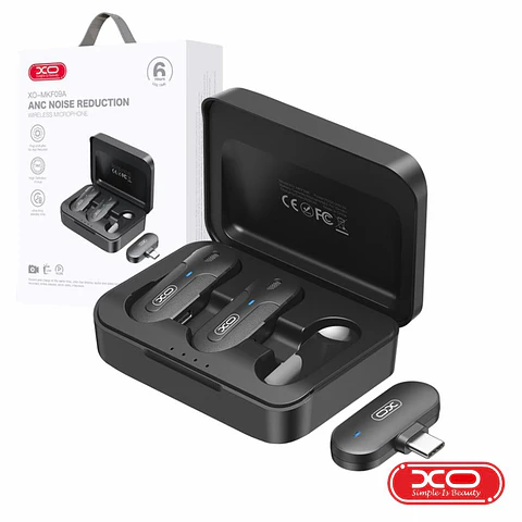 Conjunto 2x Microfones Lapela S/Fios C/Receptor USB-C XO