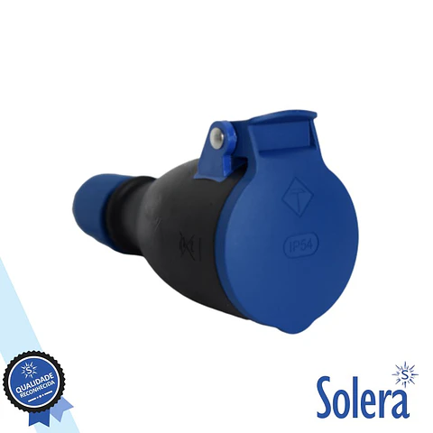 Ficha Schuko Fêmea 16a/250v IP54 Preta SOLERA