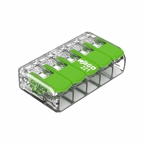 Ligador Rápido C/ Patilha 5 Condutores 0.2-4 mm² 25x WAGO
