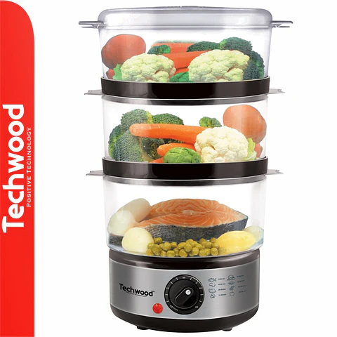 Cozedor a Vapor Elétrico 6L 400W Inox TECHWOOD