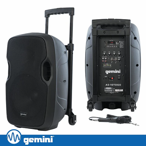 Coluna Amplificada 10" 1000W BT/FM/USB/SD/MIC/BAT GEMINI
