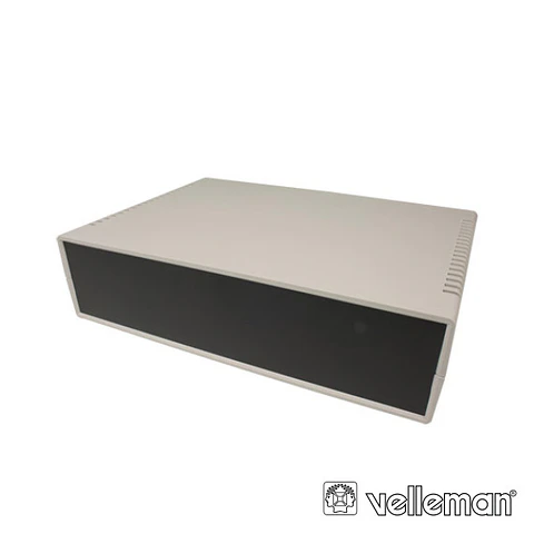 CAIXA ABS 260x180x65MM CINZA CLARO / PRETO