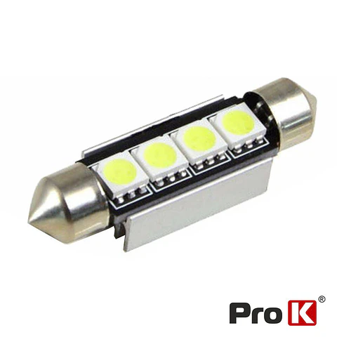 LÂMPADA P/ AUTOMÓVEL E4 12V 4 LED BRANCO CANBUS 1X PROK