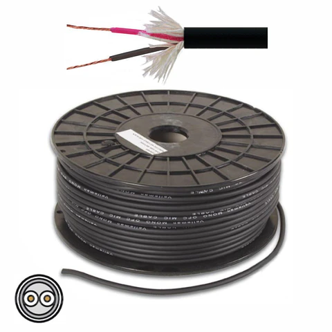 CABO MICROFONE 2 CONDUTORES + MALHA 2X0.08MM² Ø3MM PRETO
