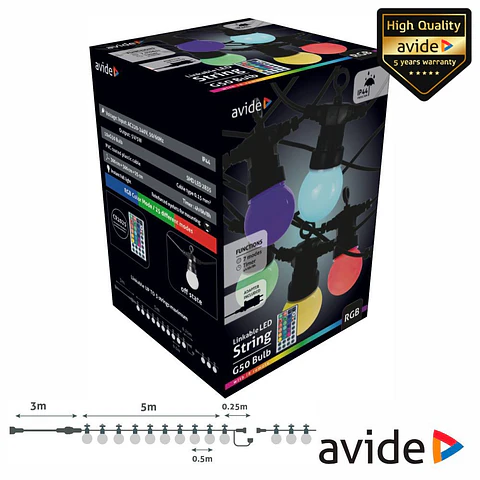 Corrente de Iluminação C/ Lâmpadas RGB 5m AVIDE
