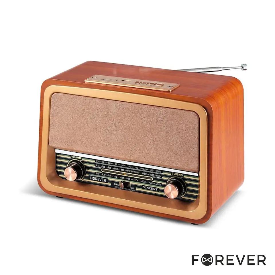 Rádio Portátil AM/FM/SW/BT Clássico Madeira FOREVER 1