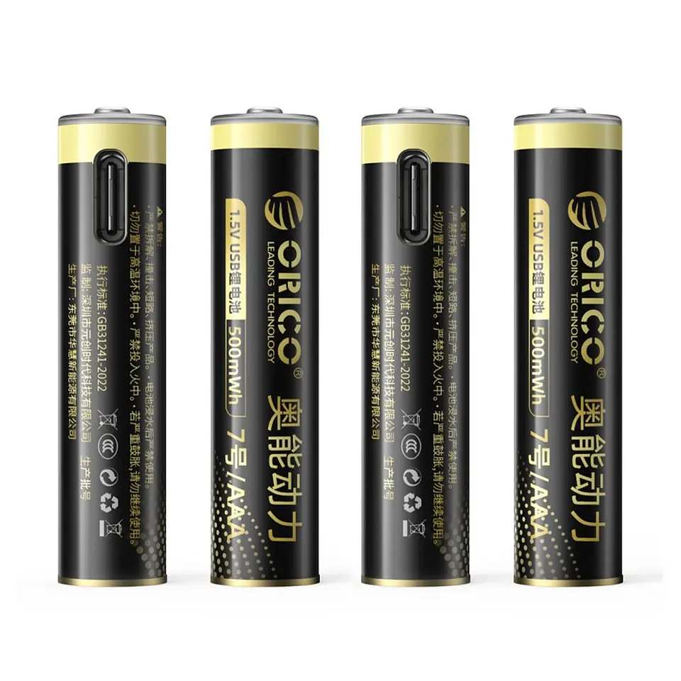 Pilha Lítio AAA Recarregável Por USB-C 1.5V 500mWh x4 1