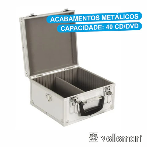 MALA PARA 40 CD/DVD METÁLICA PRATA PEREL