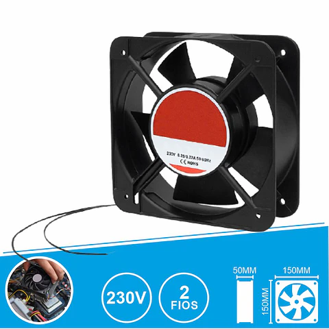 Ventoinha 230V 150x150x50mm 2 Fios
