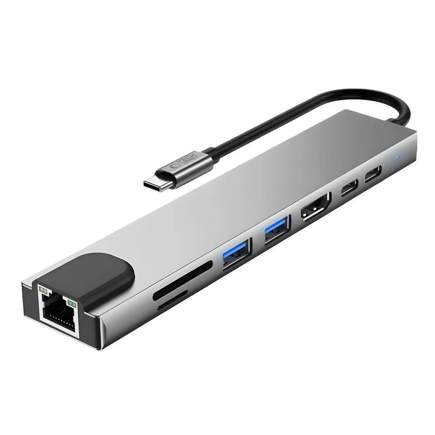 Hub USB-C 8 em 1 P/ HDMI/RJ45/SD/TF/PD100W 1