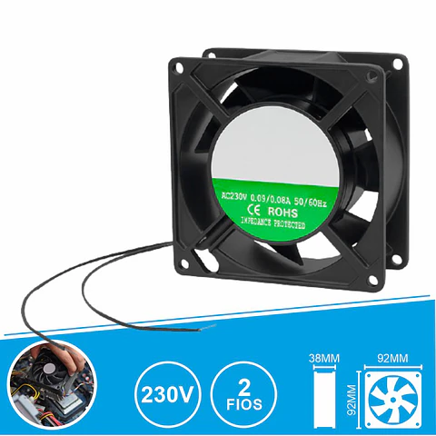 Ventoinha 230V 92x92x38mm 2 Fios