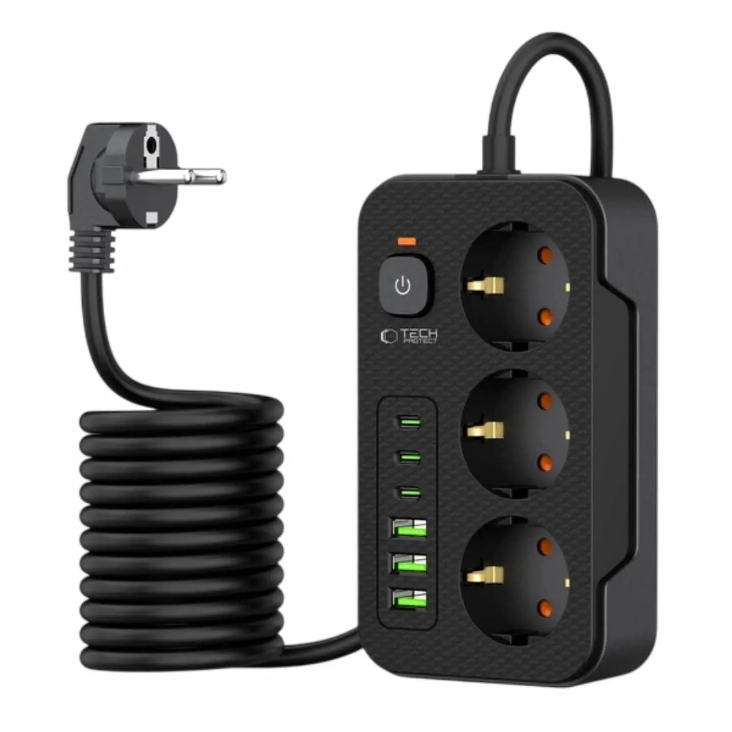 Extensão Elétrica 3x Schuko 3xUSB-A 3xUSB-C C/ Interruptor 1