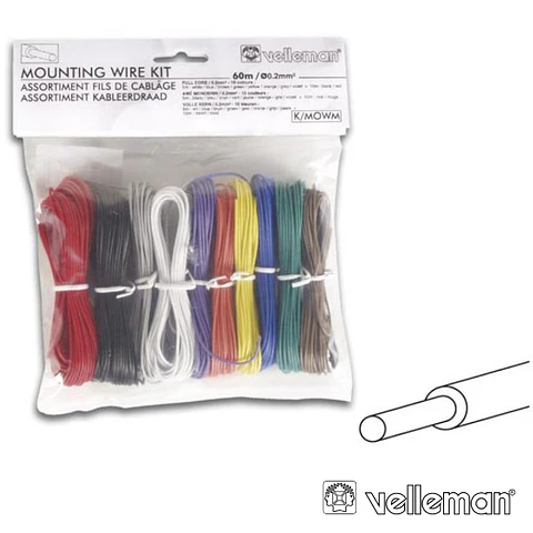 KIT DE FIOS 10 UNI. CORES P/ MONTAGENS ELECTRÓNICAS VELLEMAN