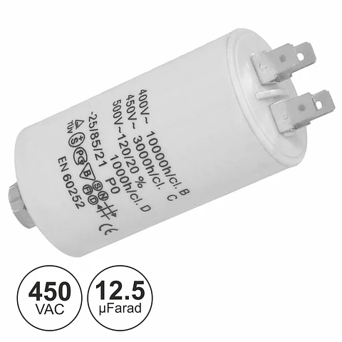 CONDENSADOR ARRANQUE 12.5uF 450V + TERRA