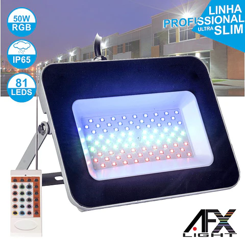 FOCO LED 50W 220V C/COMANDO RGB IP65 AFXLIGHT