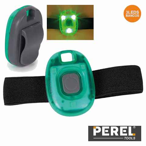 LANTERNA 3 LEDS P/ DESPORTO C/ FAIXA ELÁSTICA E VELCRO PEREL