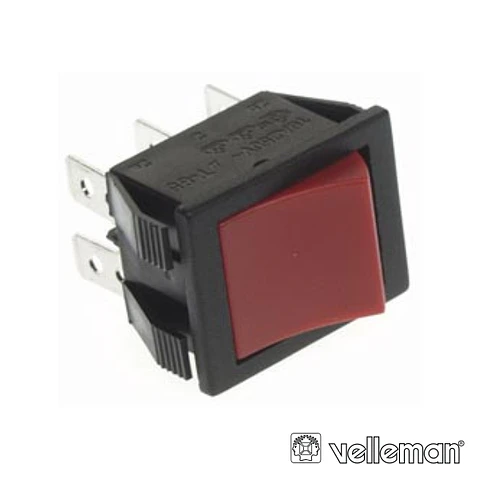 COMUTADOR BASCULANTE 10A-250V DPDT ON-ON TECLA VERM