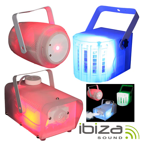 PACK MÁQUINA FUMOS LASER E PROJETOR LED TRANSLÚCIDOS IBIZA