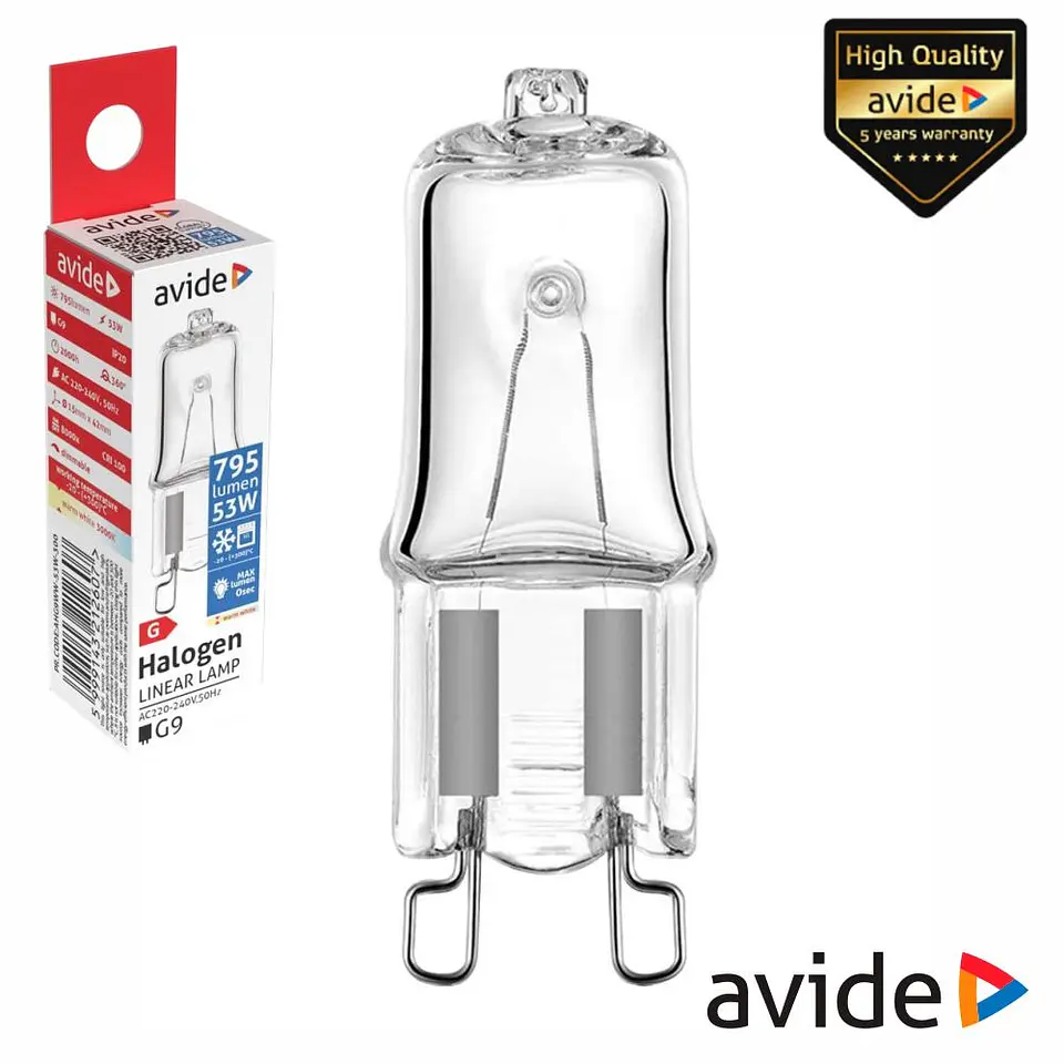 Lâmpada G9 P/ Forno/Frigorífico 53W 230V 300°C AVIDE 1