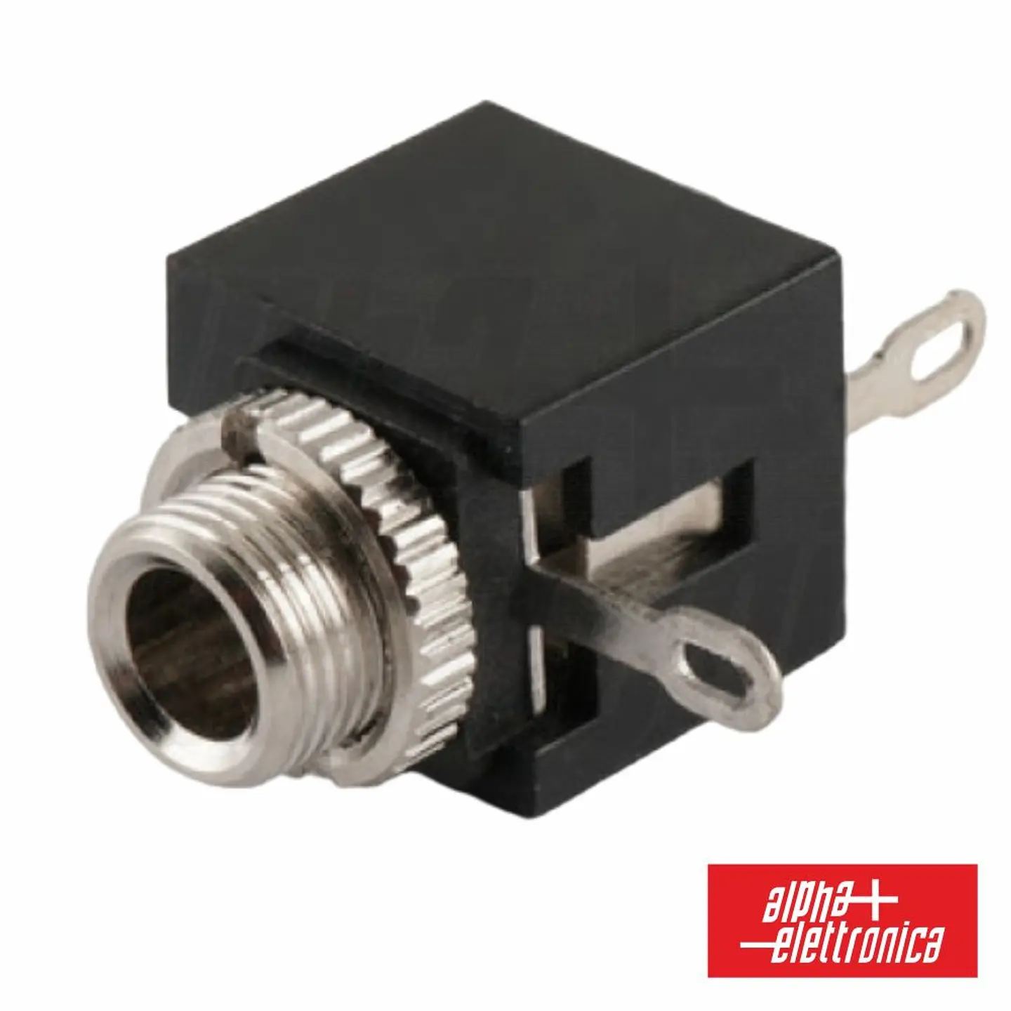 Ficha Jack 3.5mm Fêmea P/Chassis Preto Mono 1
