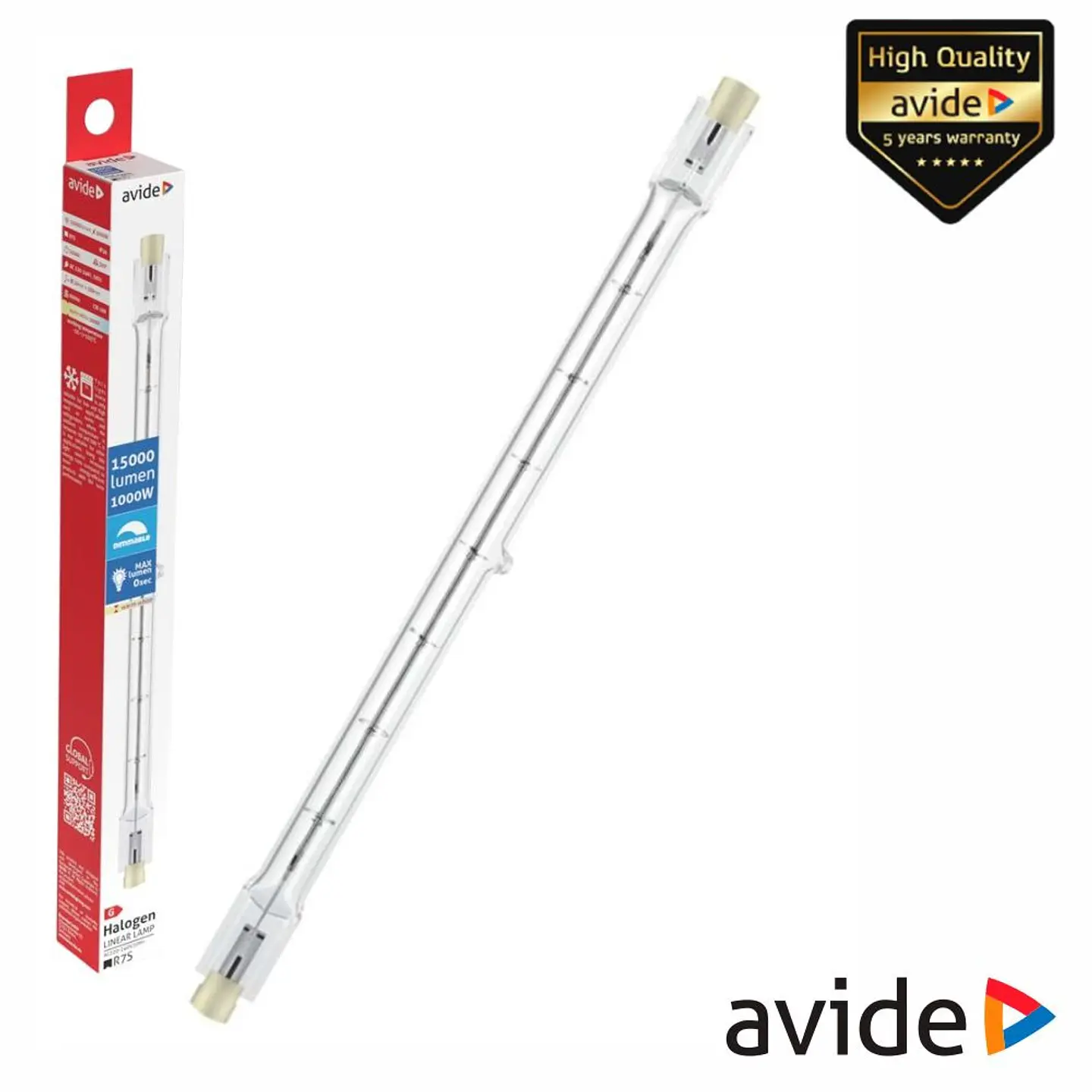 Lâmpada R7s 1000W 189mm 300°C AVIDE 1