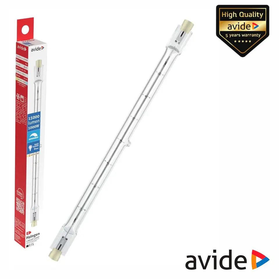 Lâmpada R7s 1000W 189mm 300°C AVIDE 1