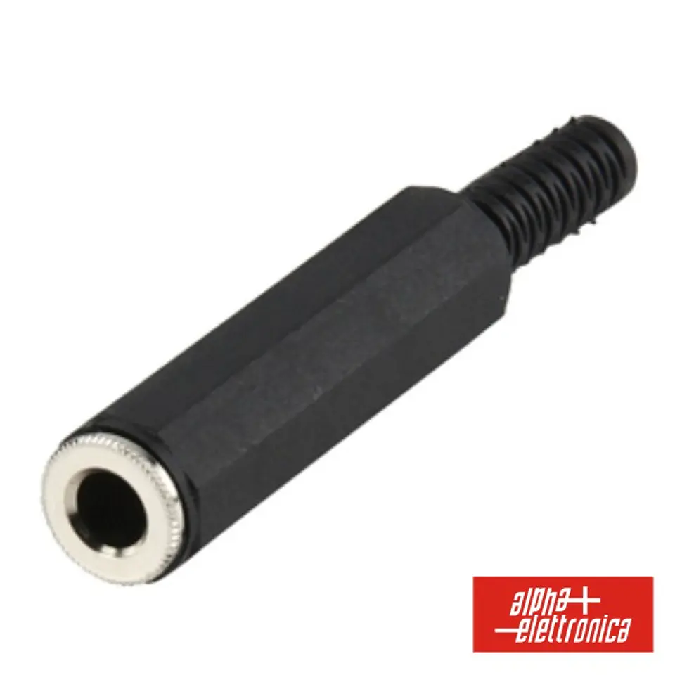 FICHA JACK 6.35MM FÊMEA STEREO COM PROTEÇÃO DE CABO 1