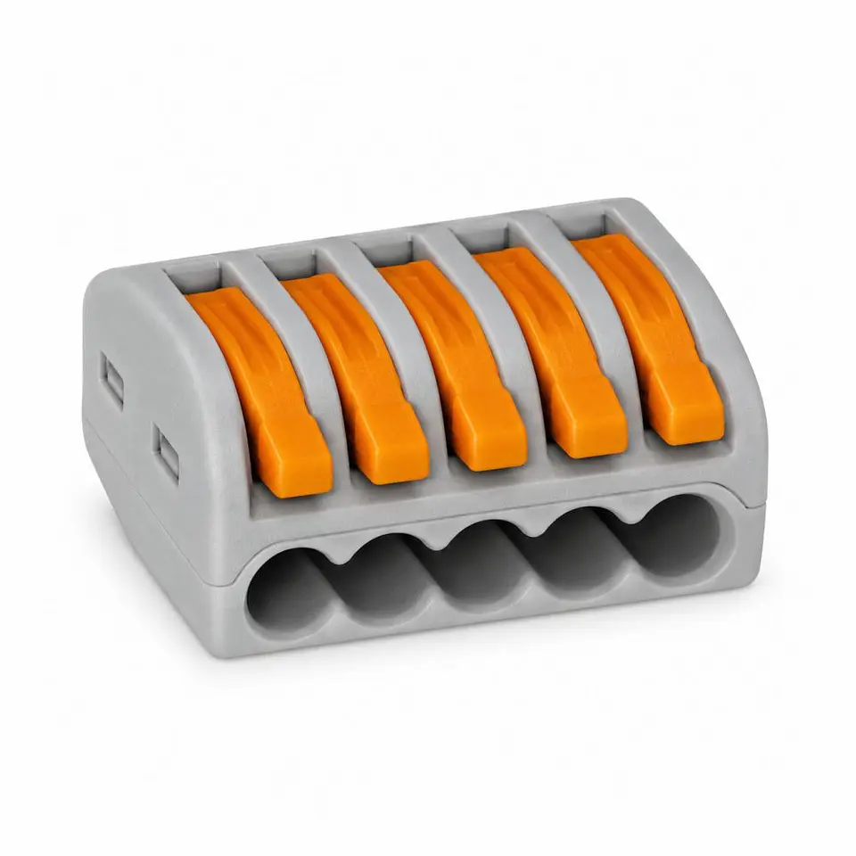 Ligador De Pressão C/ Patilhas 5 Condutores 4mm² WAGO 1