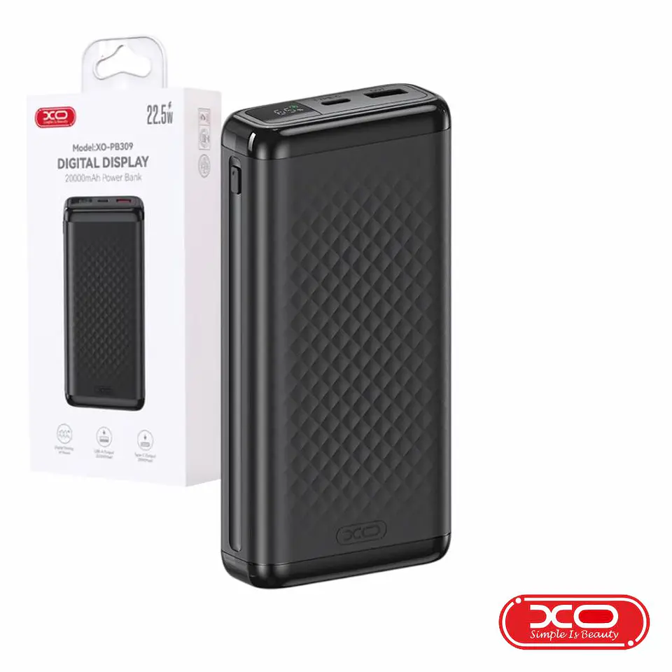 Powerbank 20000mAh USB-A/USB-C 22.5W Preto XO 1