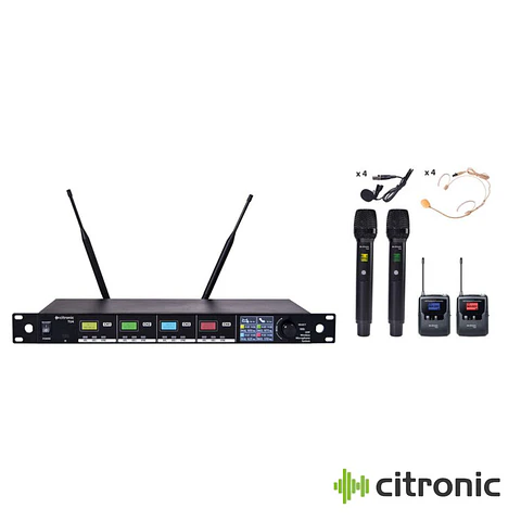 Central UHF Profissional S/ Fios 4 Canais CITRONIC