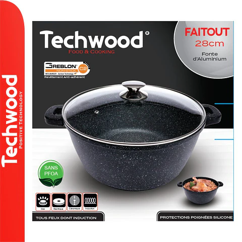 Panela Ø28cm Inox C/ Tampa Vidro Ménage TECHWOOD