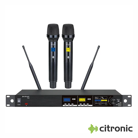 Central Microfones UHF Profissional S/ Fios 2 Canais