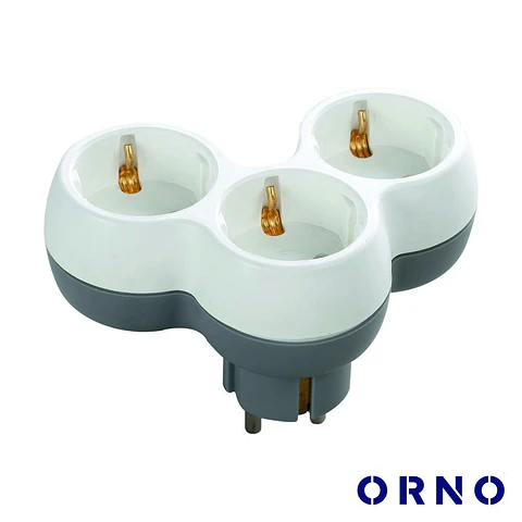 Ficha Elétrica Adaptadora 3x Schuko Branco ORNO