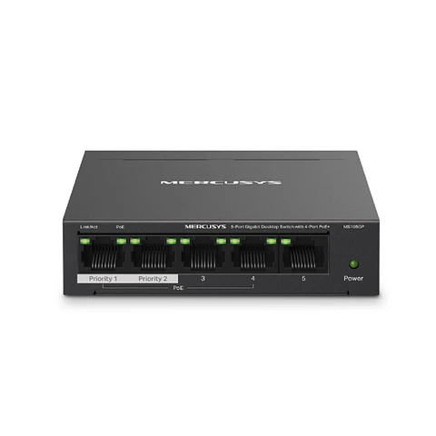 Switch de Rede Metálico Ethernet 1GB/s 5 Portas RJ45 PoE+