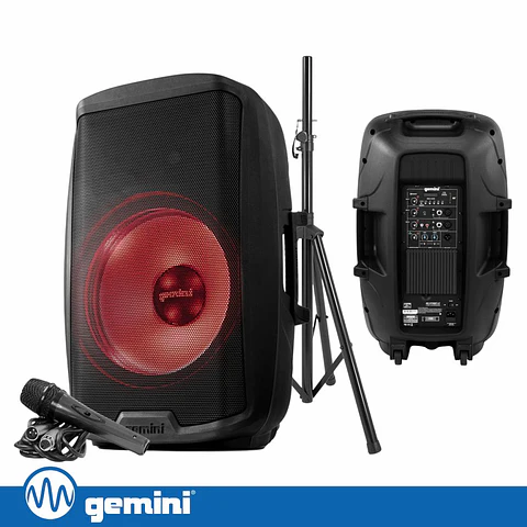 Coluna Amplificada 15" 2000W USB/SD/AUX/BT/TWS GEMINI