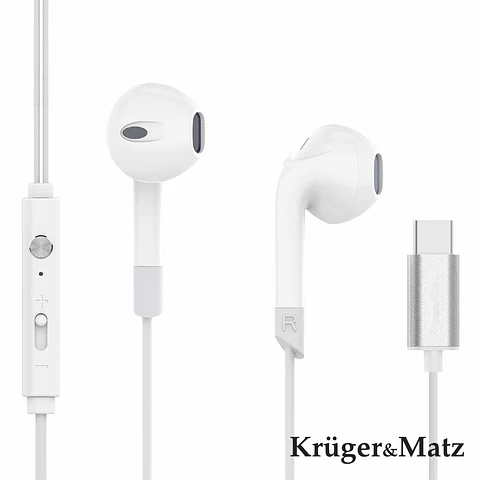 Auscultadores Stereo C/ Fios E Microfone Branco KRUGER MATZ
