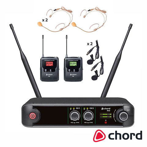 Central de Microfones UHF S/ Fios 2 Canais CHORD