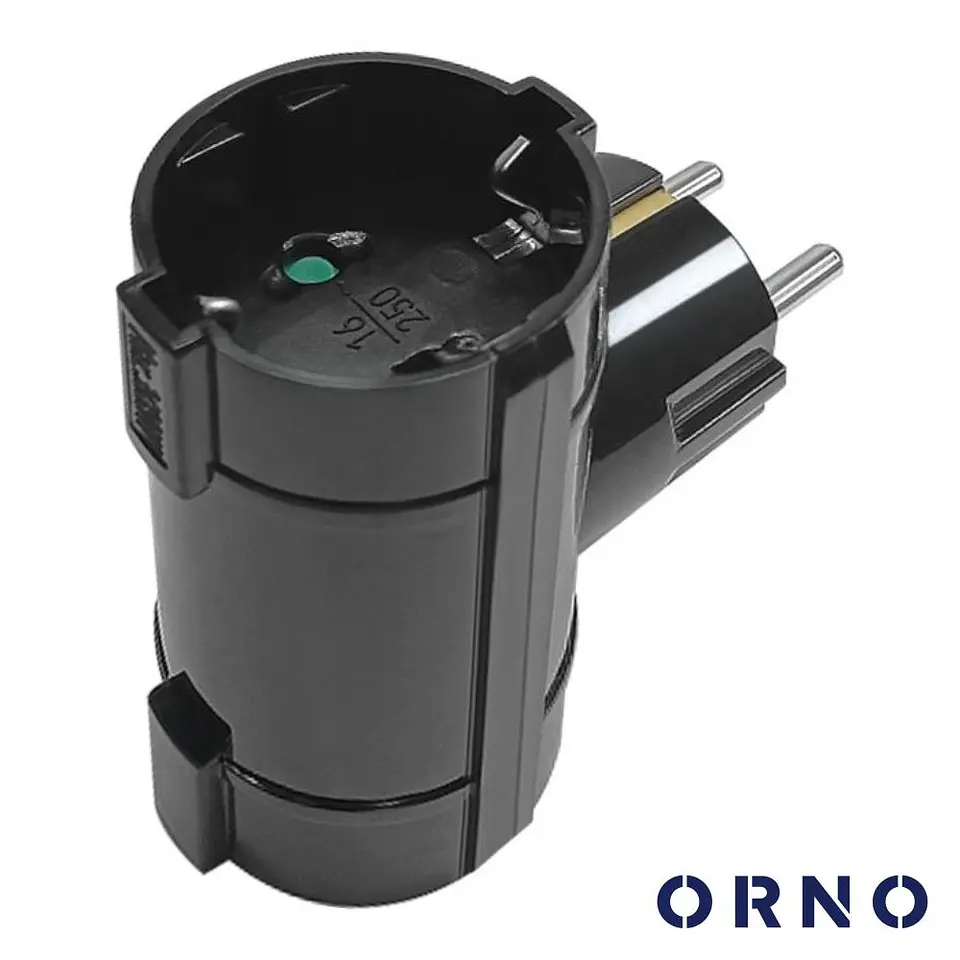 Ficha Elétrica Adaptadora 2x Schuko 16A 3680W Preto ORNO 1