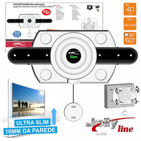 SUPORTE LCD/PLASMA 32"/60" ULTRA-SLIM 600X600 40KG JOLLY