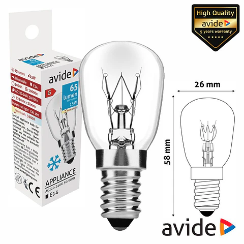 Lâmpada E14 15W 230V Frigorífico AVIDE