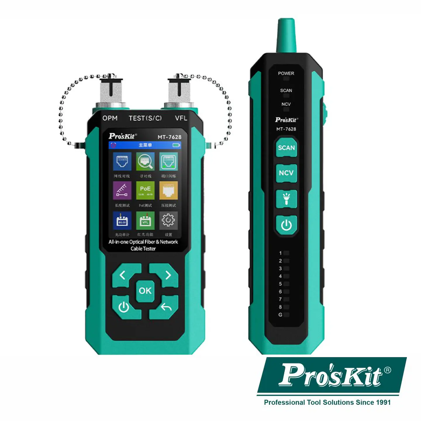 Testador de Fibra Óptica e Cabos de Rede PoE/NCV PROSKIT 1