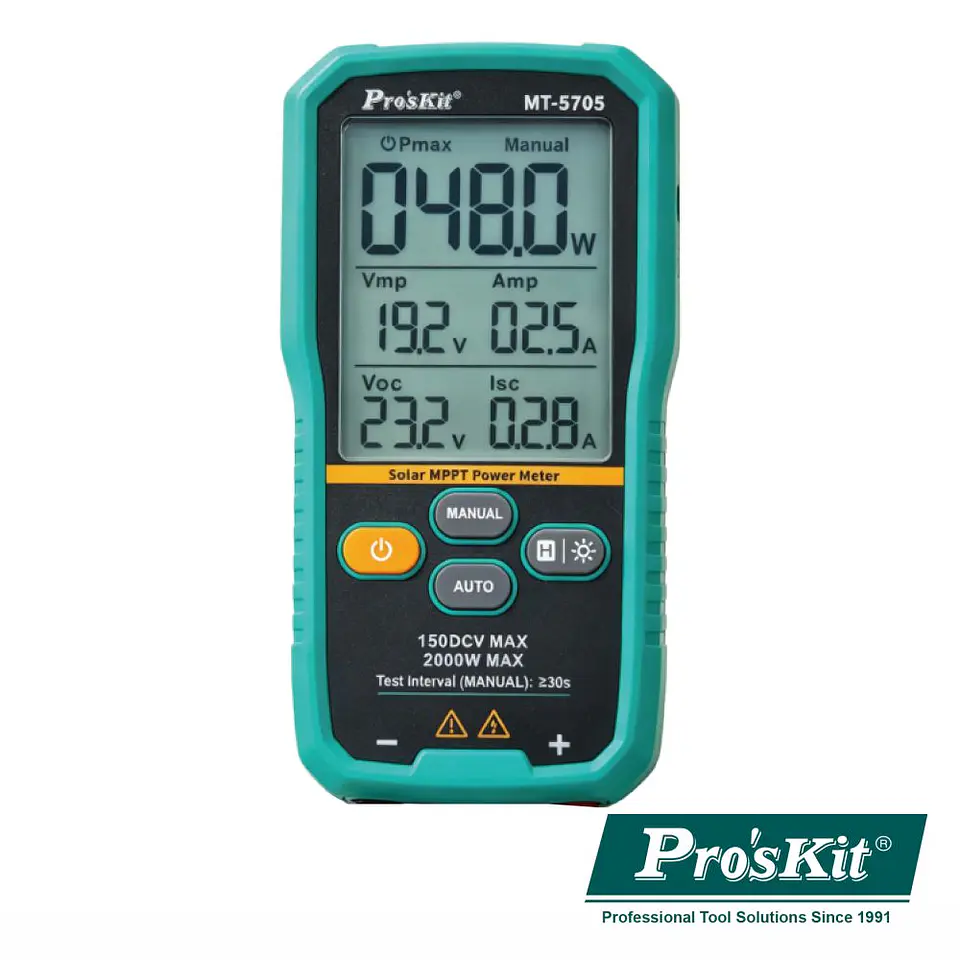 Testador MPPT Painéis Fotovoltaicos 2000W 150V 45A PROSKIT 1