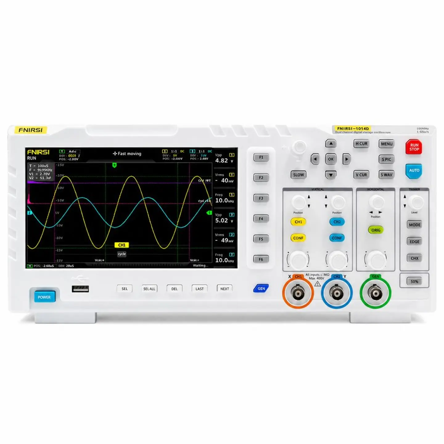 Osciloscópio Digital 100MHz de 2 canais 1GSa/s C/ Gerador 1
