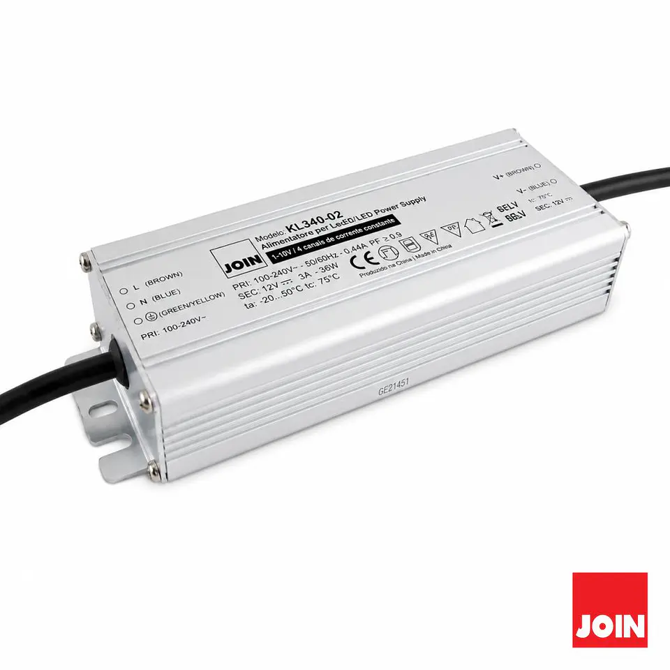 Fonte De Alimentação P/ LED 36W 12V 3000mA IP67 JOIN 1