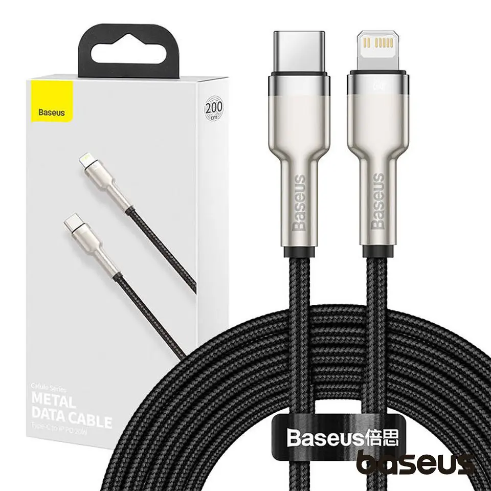 Cabo USB-C Macho P/ Lightning Macho PD 20W 2m Cafule BASEUS 1