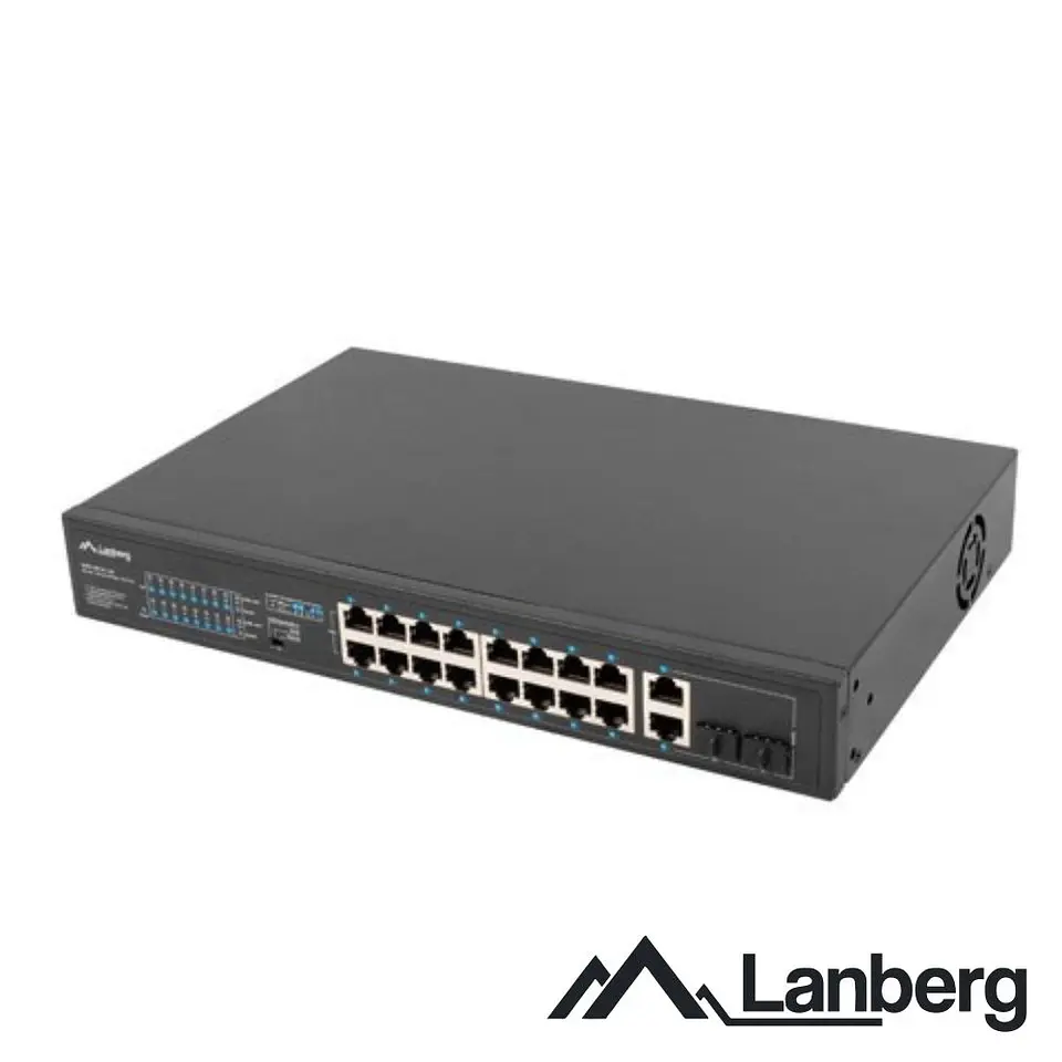 Switch 16x PoE+ 100Mbps 2x Combo Gigabit 150W LANBERG 1