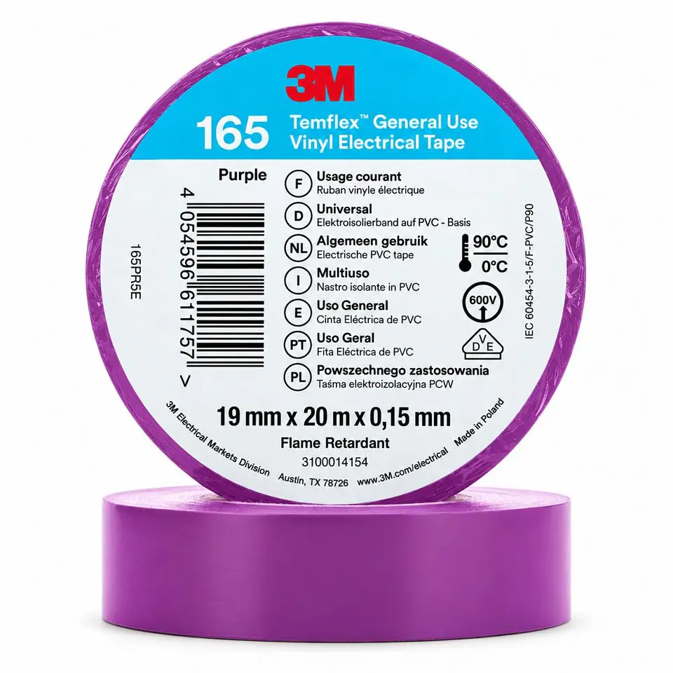 Fita Isoladora PVC 19mm x 20m Roxo TEMFLEX 3M 1